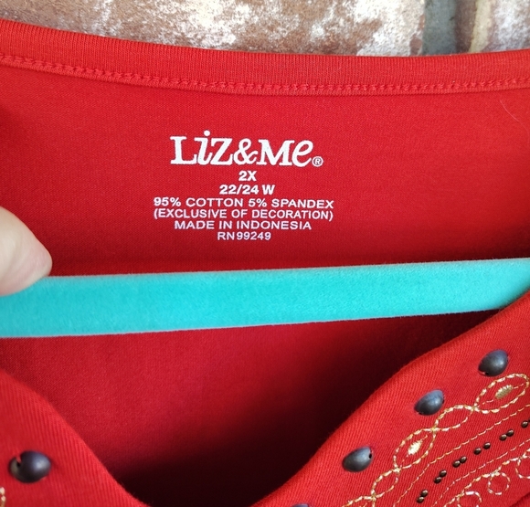 Liz & Me NWT Orange Embroidered Beaded Neck Short Sleeve Top Sz 2X Casual Boho - Picture 2 of 8